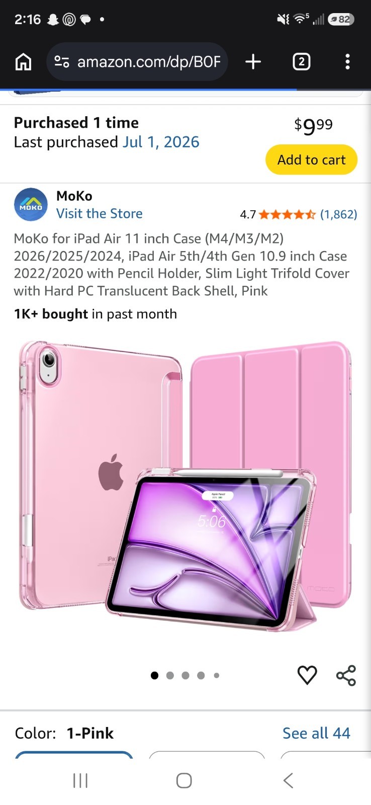 Ipad Case Pink Tri-Fold Folding Folio Tablet Case Cover Protective Folio