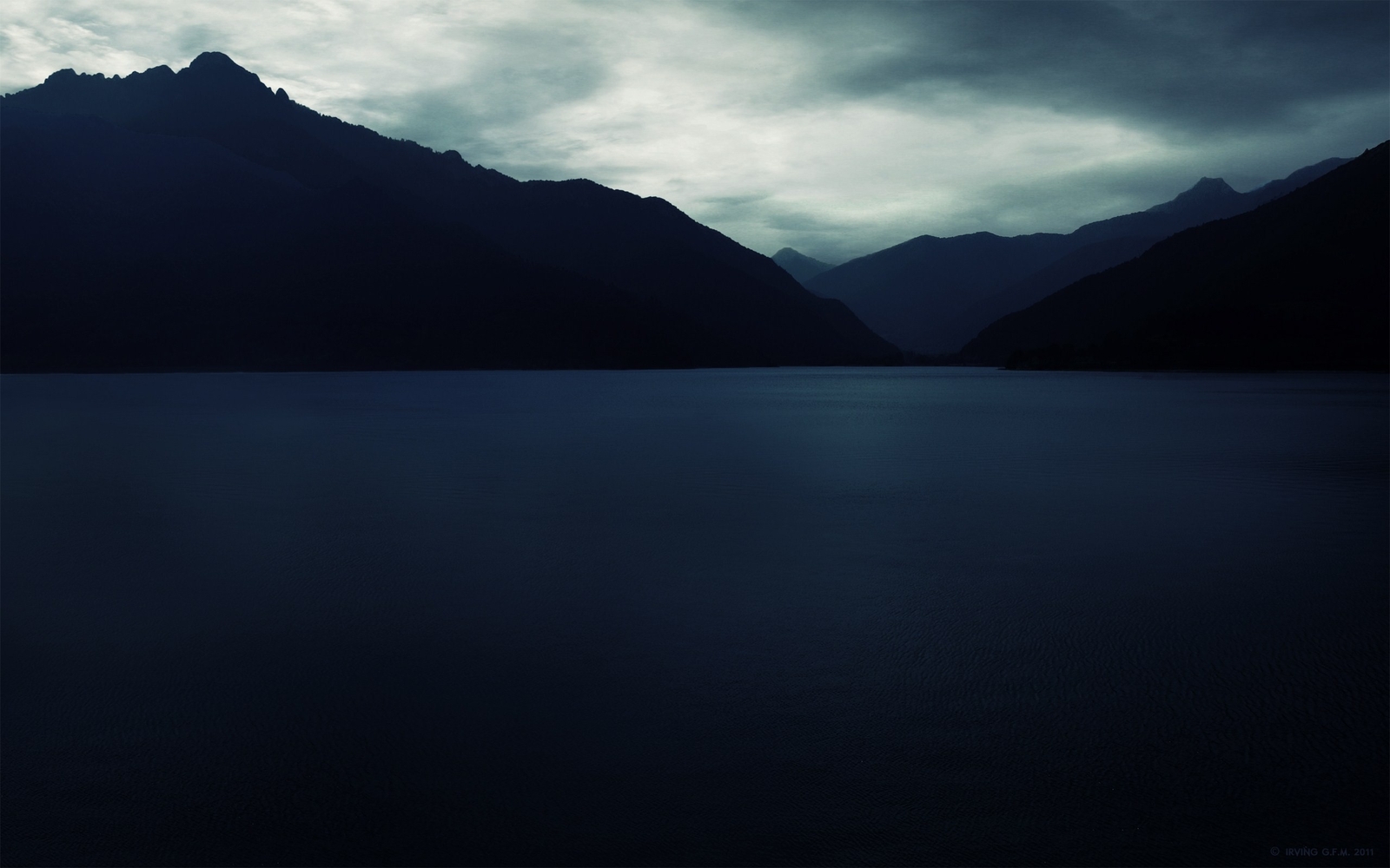 Landscape mountains sea dark blue photography Custom Gaming Mat Desk