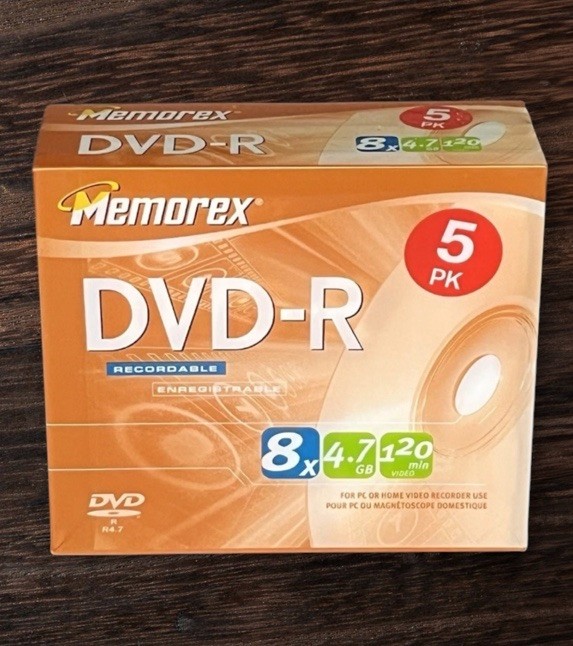 DVD -R Memorex 5 Pack 4.7GB 120 Min 8x Recordable Discs New Sealed