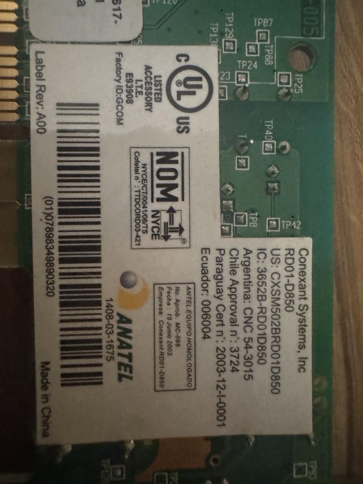 Conexant RD01-D850 (RD01D850) 56 Mbps PCI Modem
