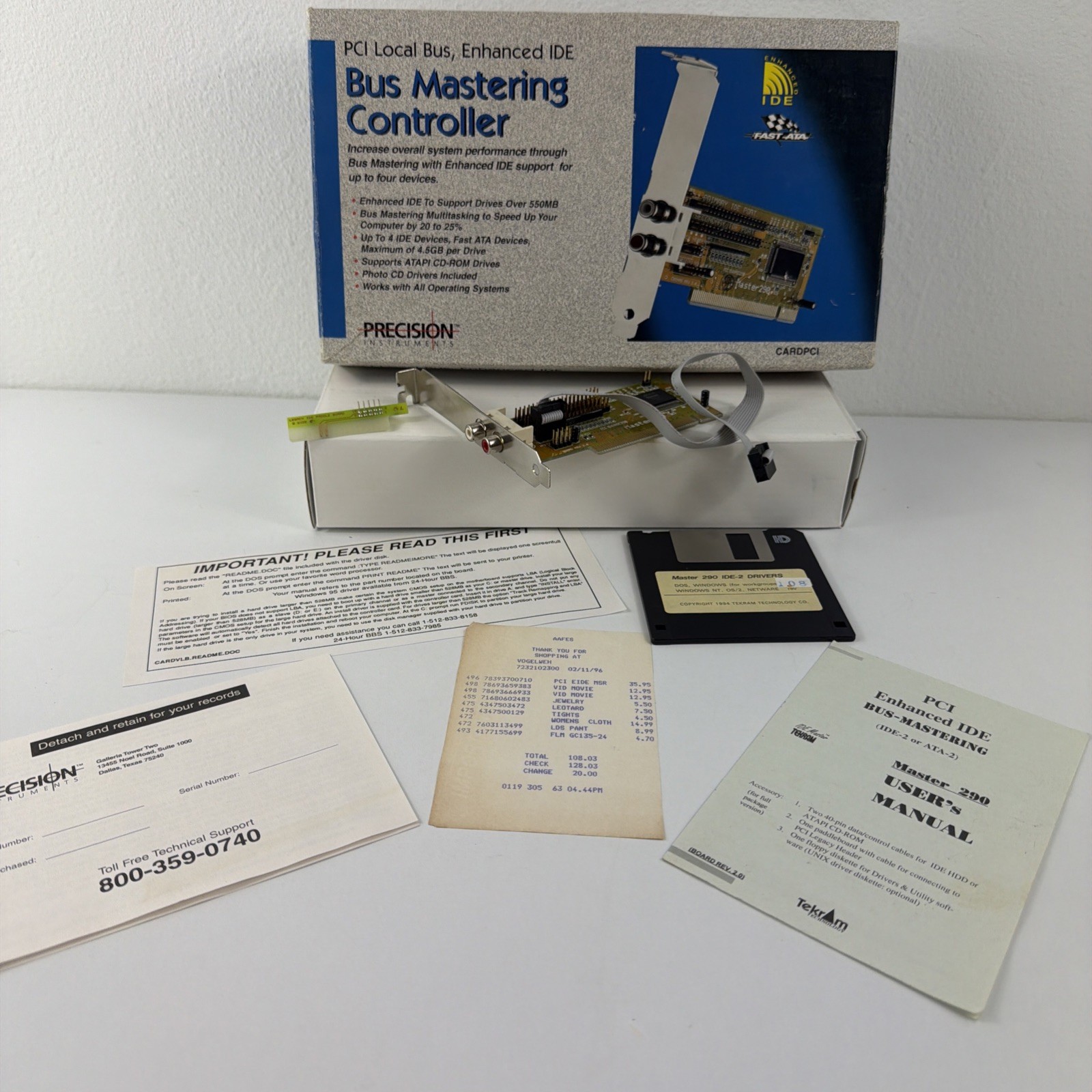 VTG Precision CARDPCI PCI Enhanced IDE Bus Mastering Controller Complete In Box