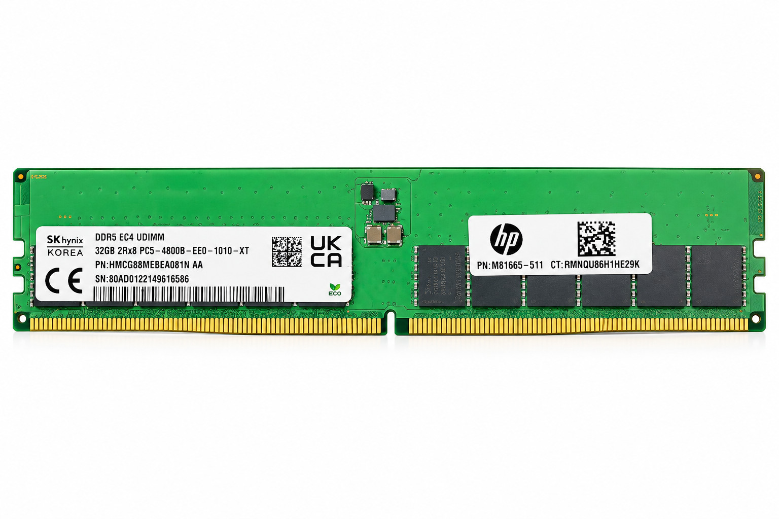 SK Hynix 1x32GB DDR5-4800 EC4 ECC UDIMM SERVER RAM Memory HMCG88MEBEA081N AA