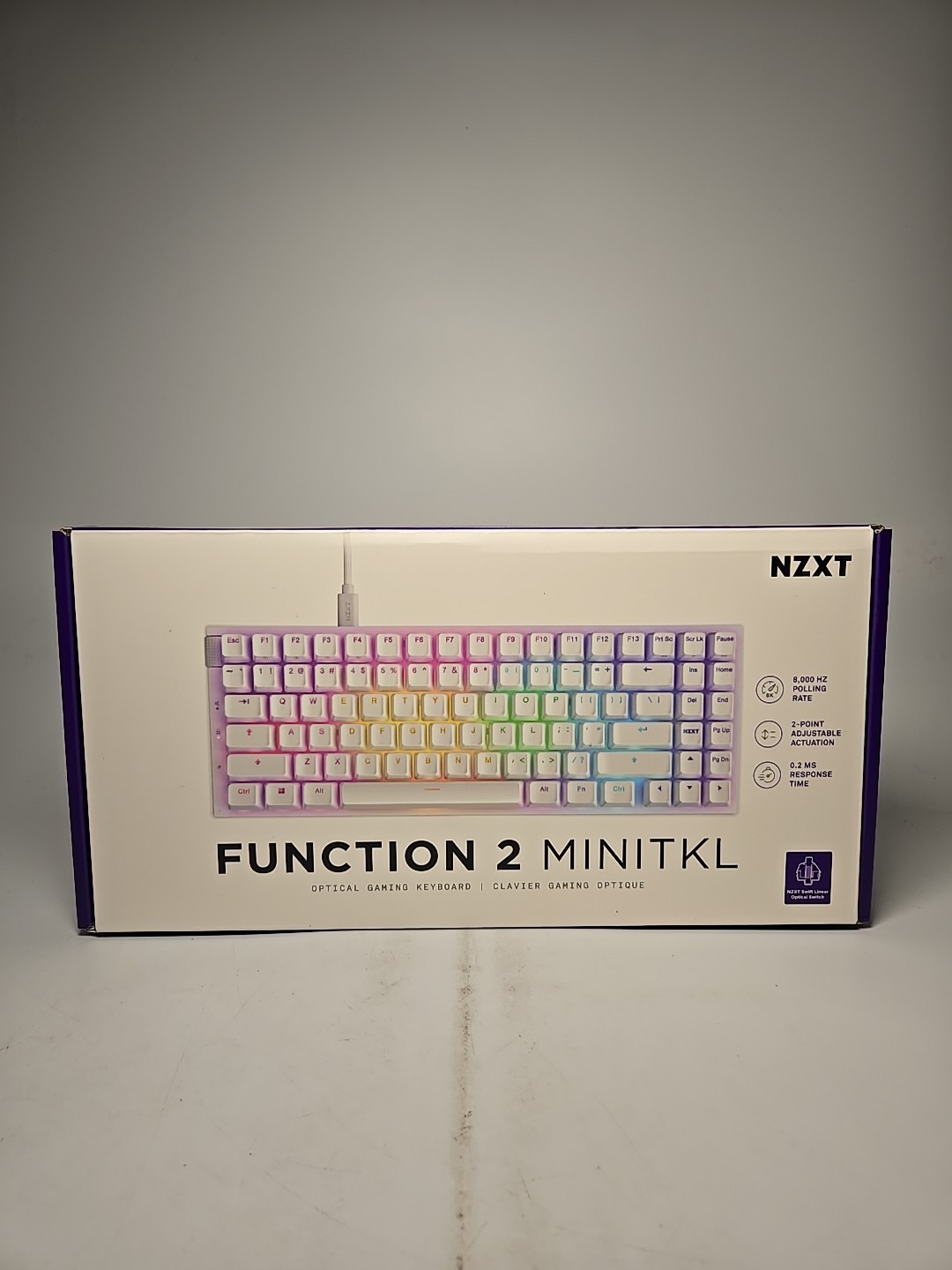 NZXT Function 2 MiniTKL Compact Tenkeyless Optical Gaming Keyboard White