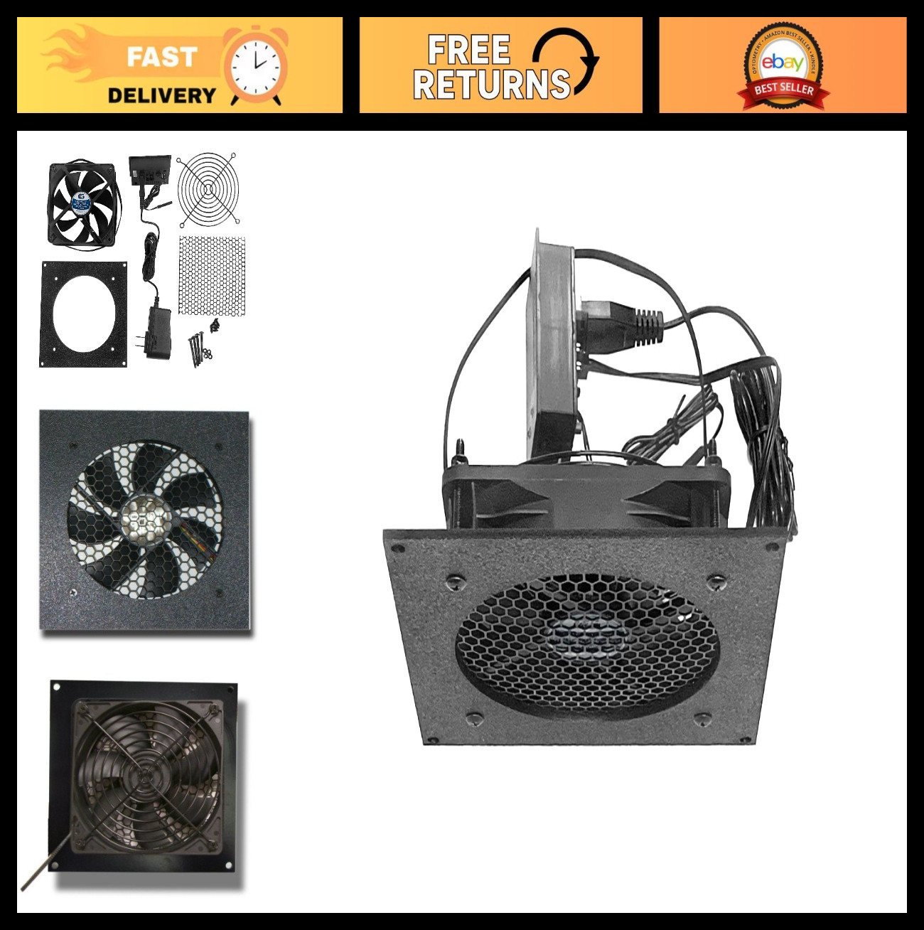Thermal Controlled Cooling Kit for Cabinets & AV Components - 120mm Fan, Plastic
