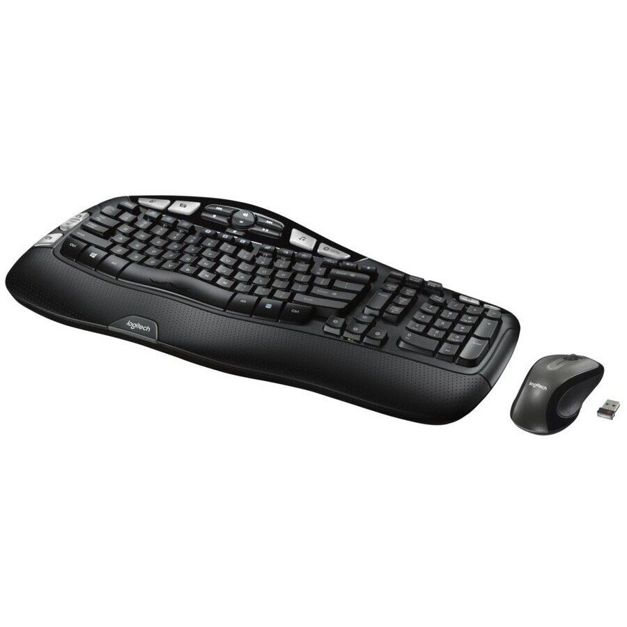 Logitech MK550 Wave Ergonomic Wireless Keyboard & M510 Wireless Mouse 920-002555