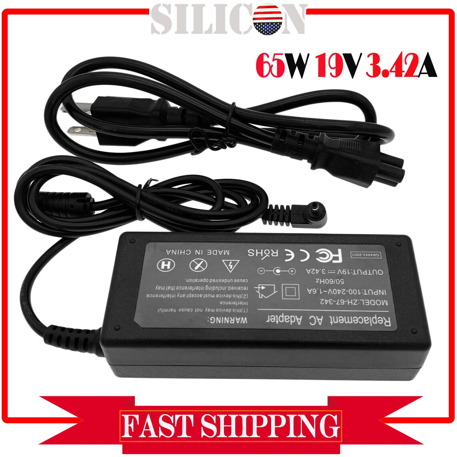 Charger For Acer Swift 3 SF314-42-R9YN SF314-42-R7LH Laptop 65W AC Adapter Cord