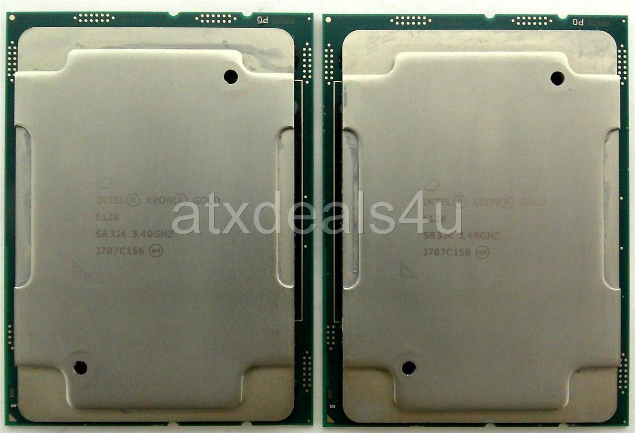 Intel SR3J4 3.40GHz XEON GOLD 6128 6-Core 19.25MB CPU Processor Pair of 2