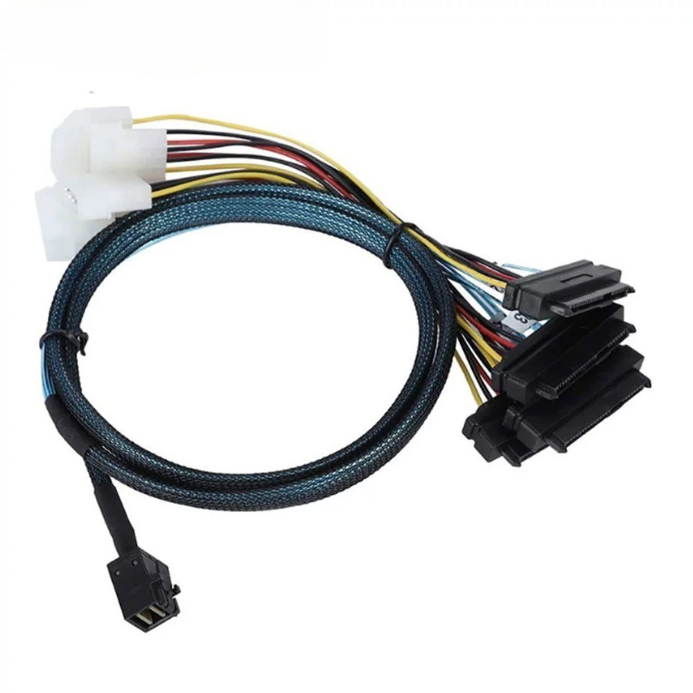 Mini SAS HD SFF-8643 to 4X SAS SFF-8482 with Power Server High Speed Cable