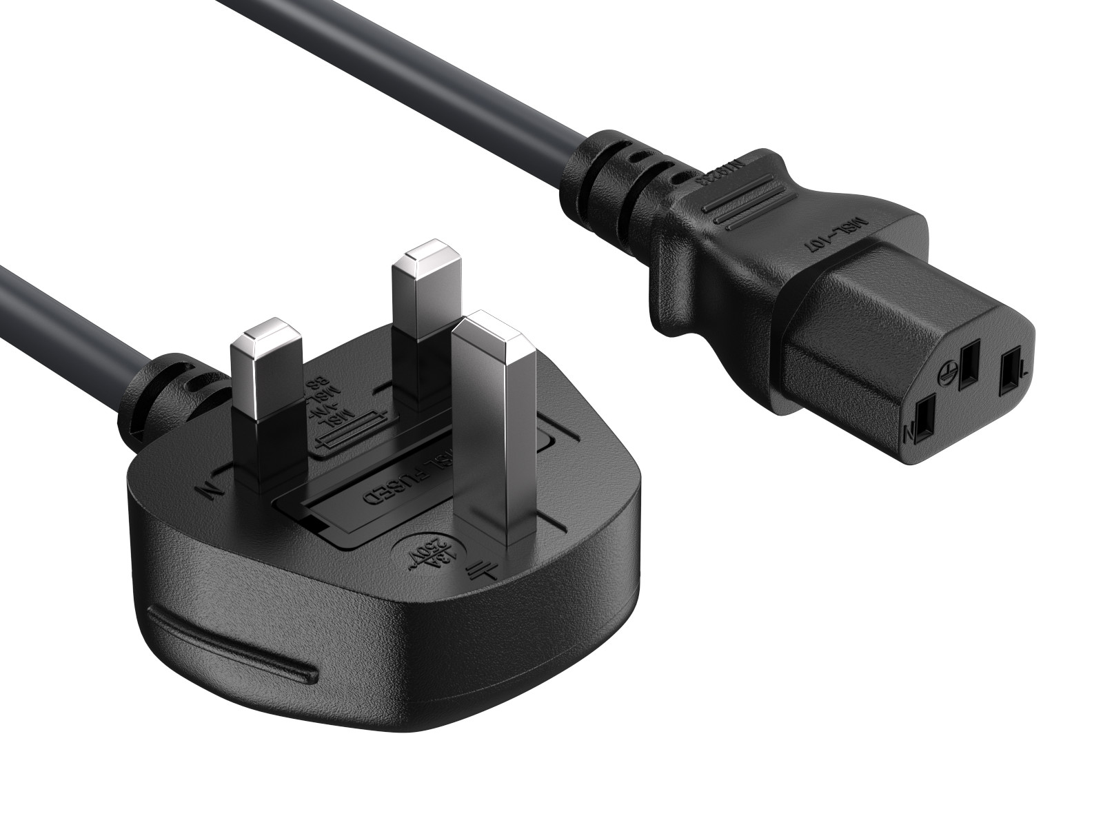 Cable Leader 6FT UK Power Cord IEC320 C13 to BS1363 Fused Plug 18AWG 13A 250V
