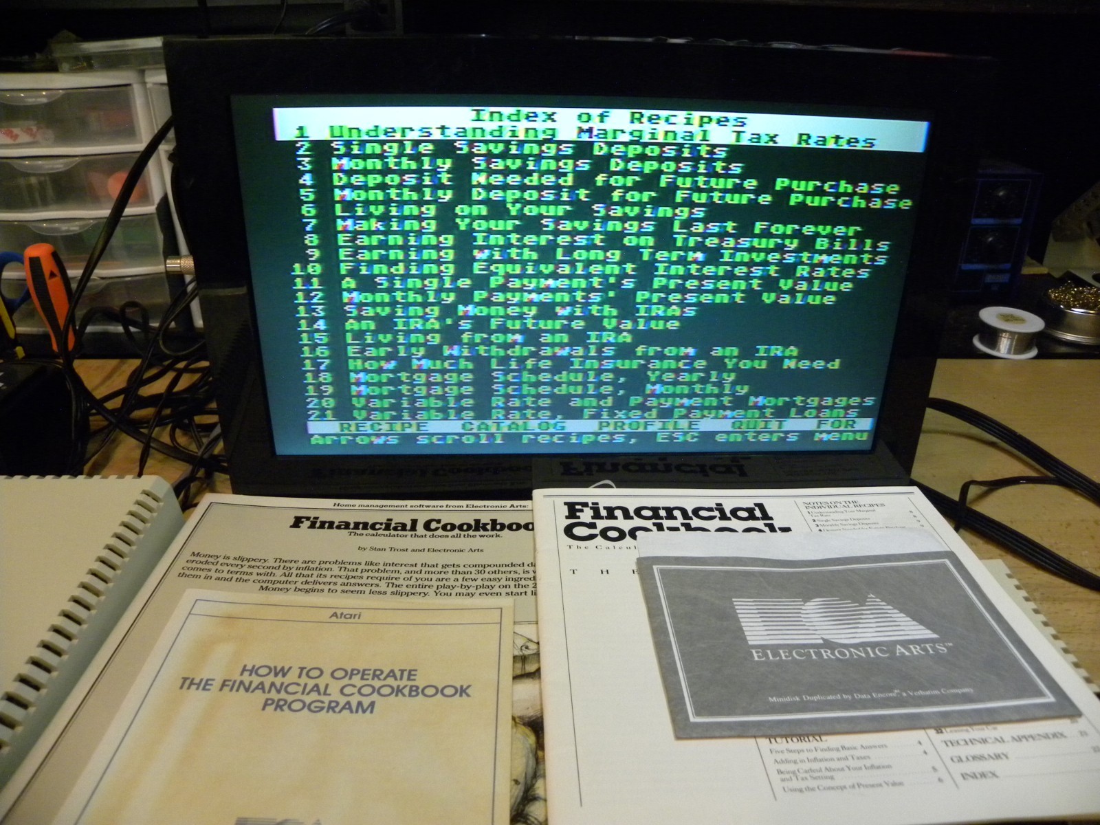 ATARI EA Financial CookBook Disk Software 400/800/1200XL/130XE/815/1400XL/835