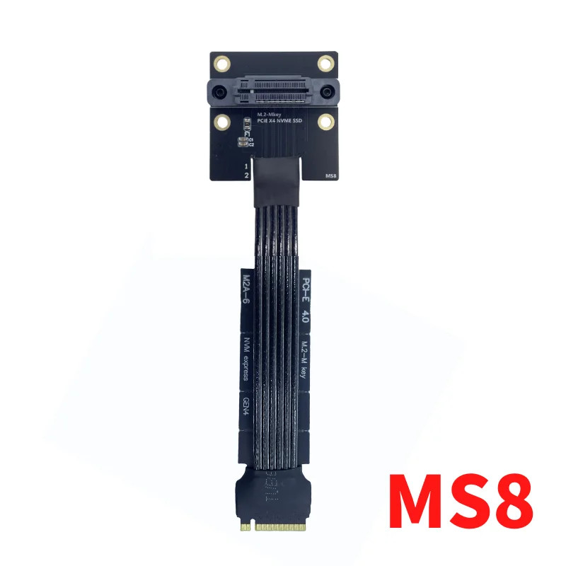 PCIe 4.0 NVMe M.2 MEKY Extension Cable, Silver-Plated Wires, M.2 Vertical Socket