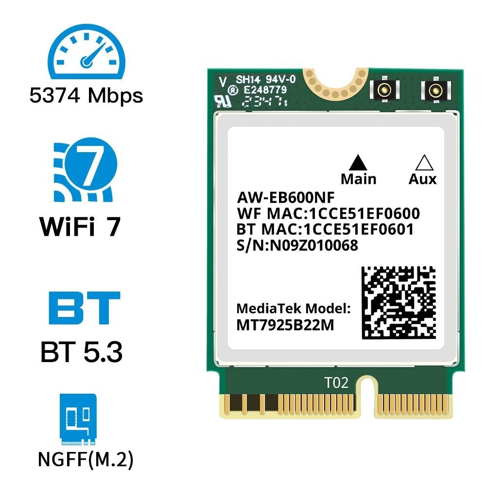 100pcs WiFi 7 MT7925 M.2 key E WiFi Card 802.11ax BT5.3 Wireless Network PC Card