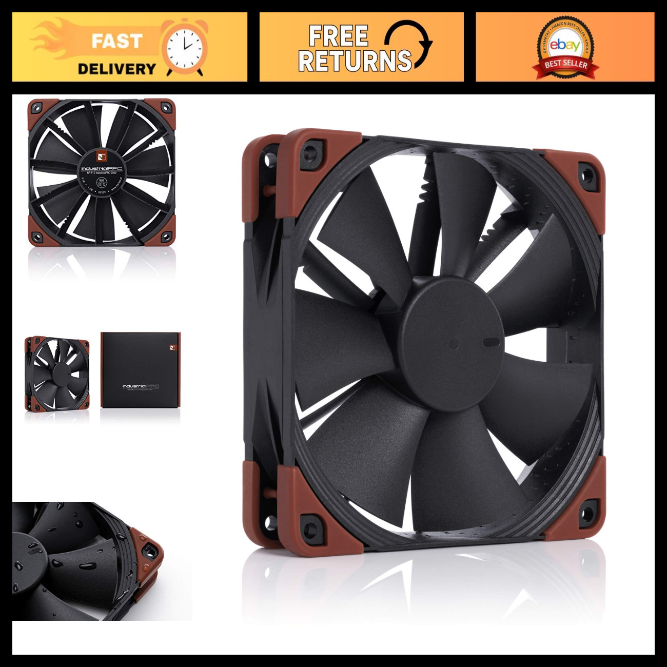 High-Performance 120mm Industrial PWM Fan, IP67 Waterproof, 2000 RPM Cooling