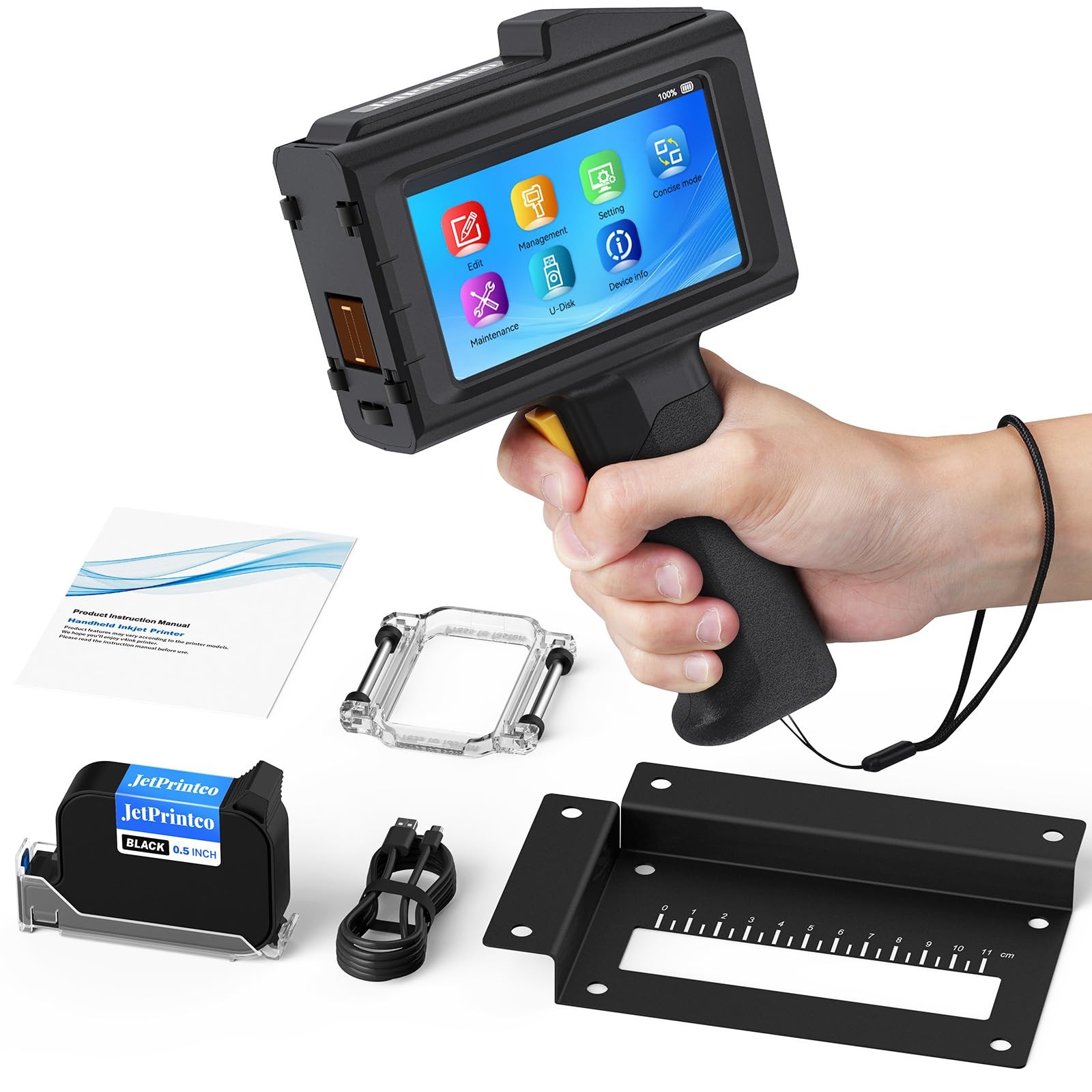 0.5 Inches Print Height Intelligent Handheld Inkjet Printer Lasts 16H Weighs