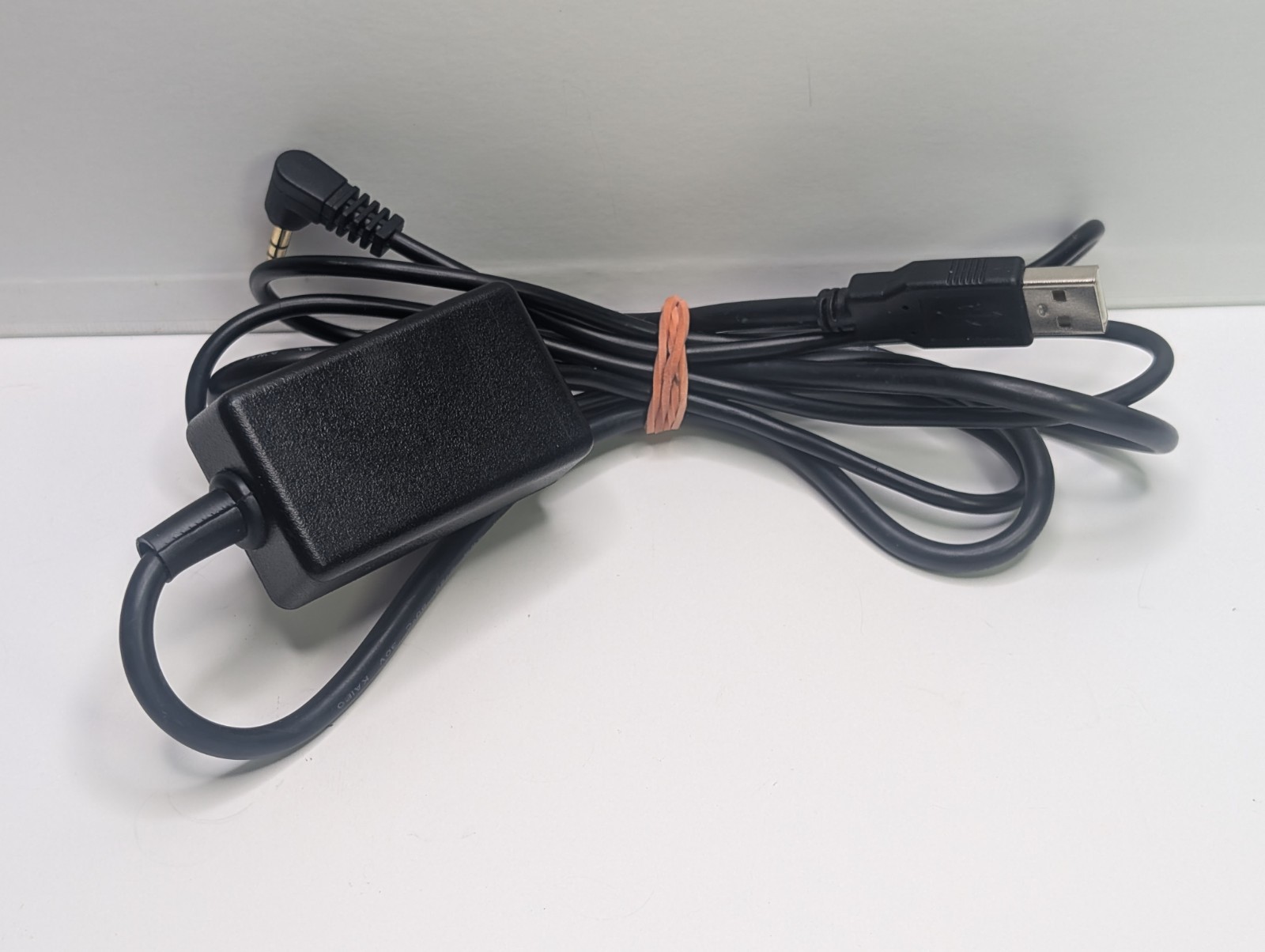 USB-A Male to 3.5mm TRS Male Adapter Cable w/ Inline Module Black Cord