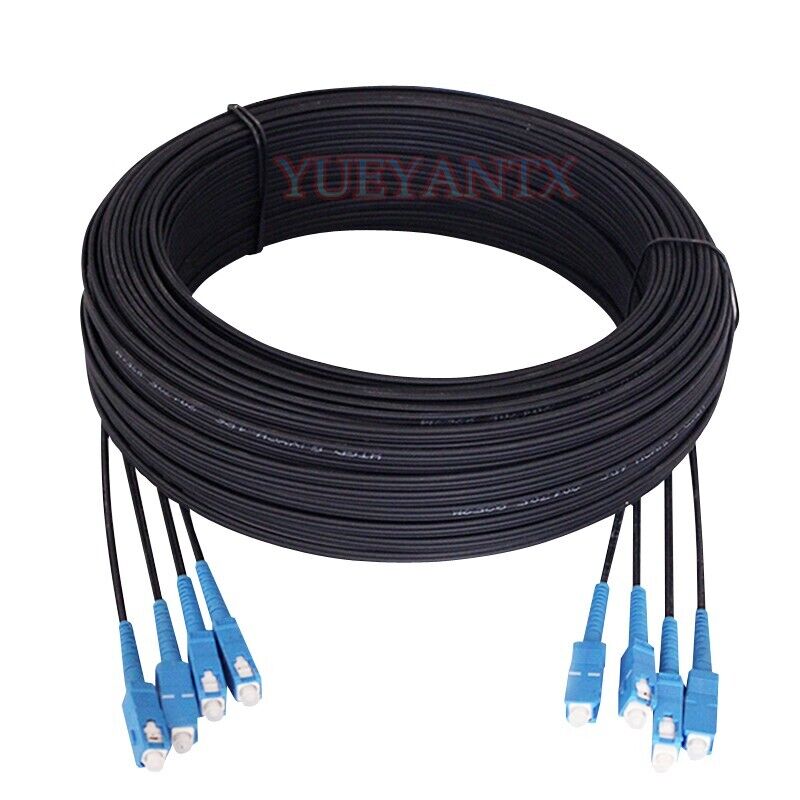 50M Steel Wire 4 Cores Outdoor FTTH Fiber Optic Drop Cable SM Fiber Patch Cord