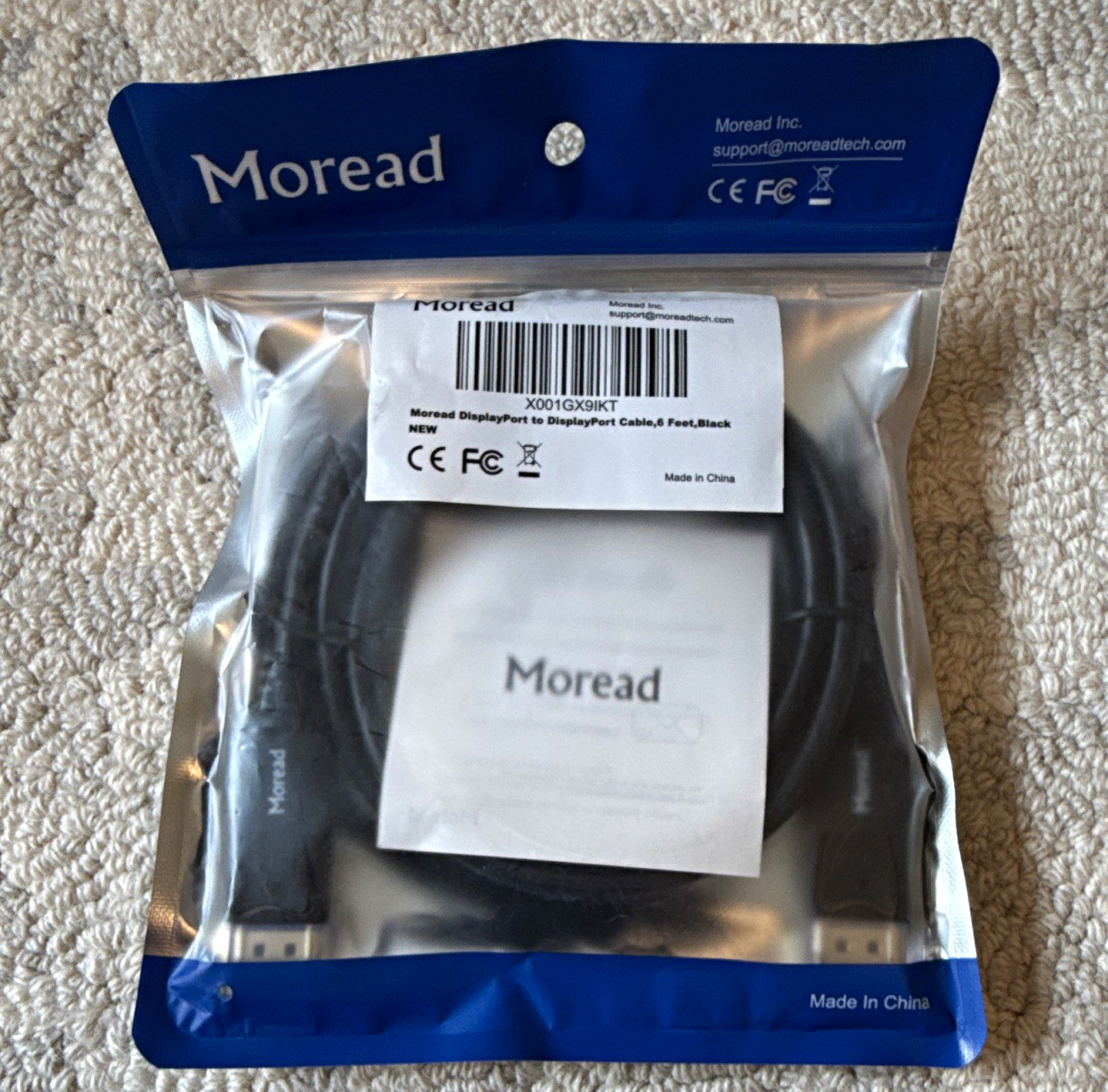Moread DisplayPort to DisplayPort Cable 6 ft Black MPN X001GX9IKT