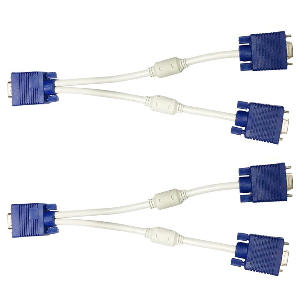 Reusable Vga Splitter 1 to 2 Video Amplifier Cable for Monitor and TV Adapter