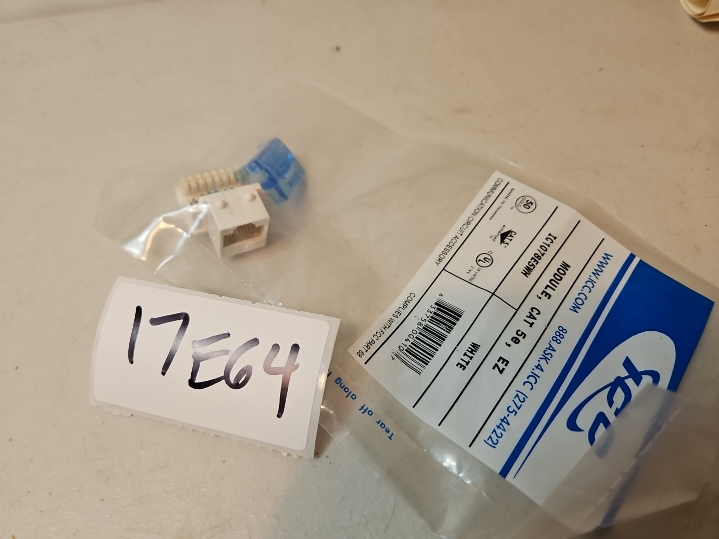 Icc IC1078E5WH Cat-5E Ez Module insert White Ethernet Jack Keystone 17e64 New