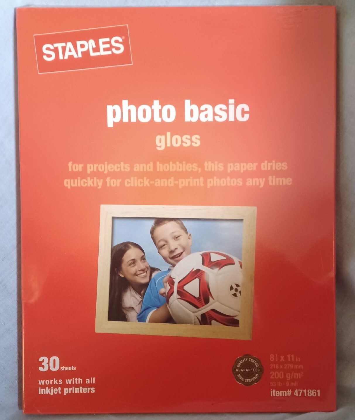 Staples Photo Basic Gloss Paper 8½” x 11” 30 Sheet Pack Sealed