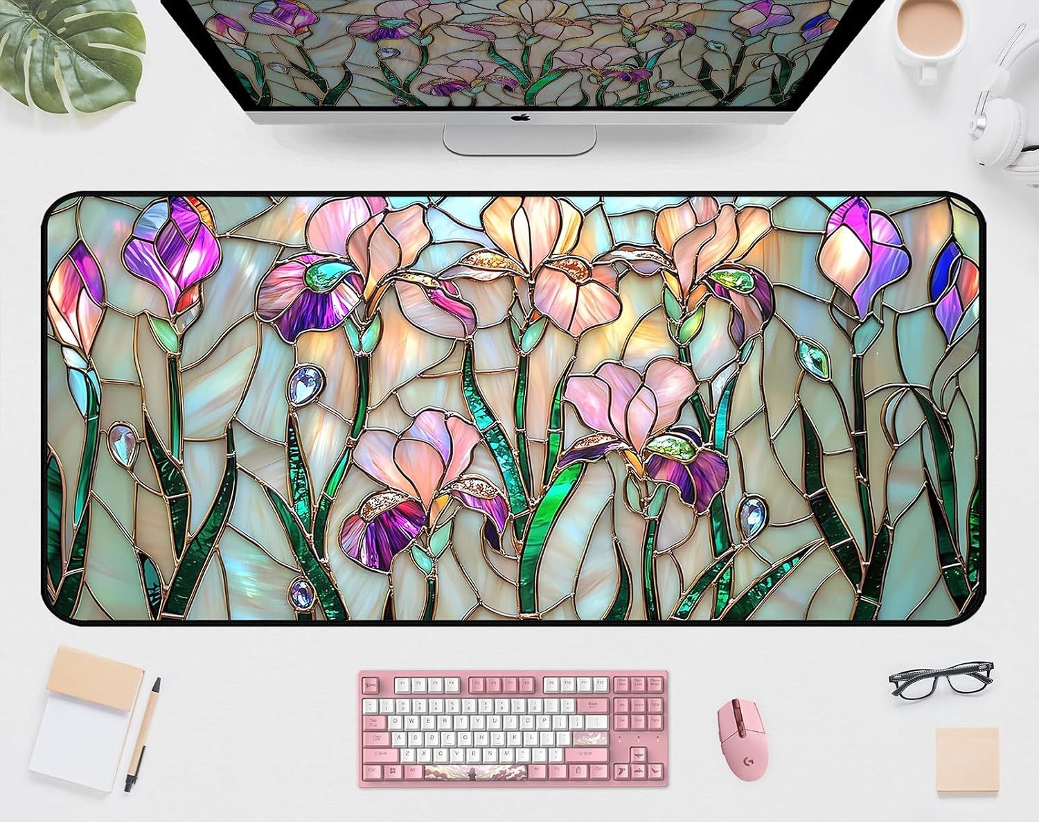 Colorful Flower Desk Mat Mouse Pad XXL, Plant Extended Large Game Mouse Pads, De