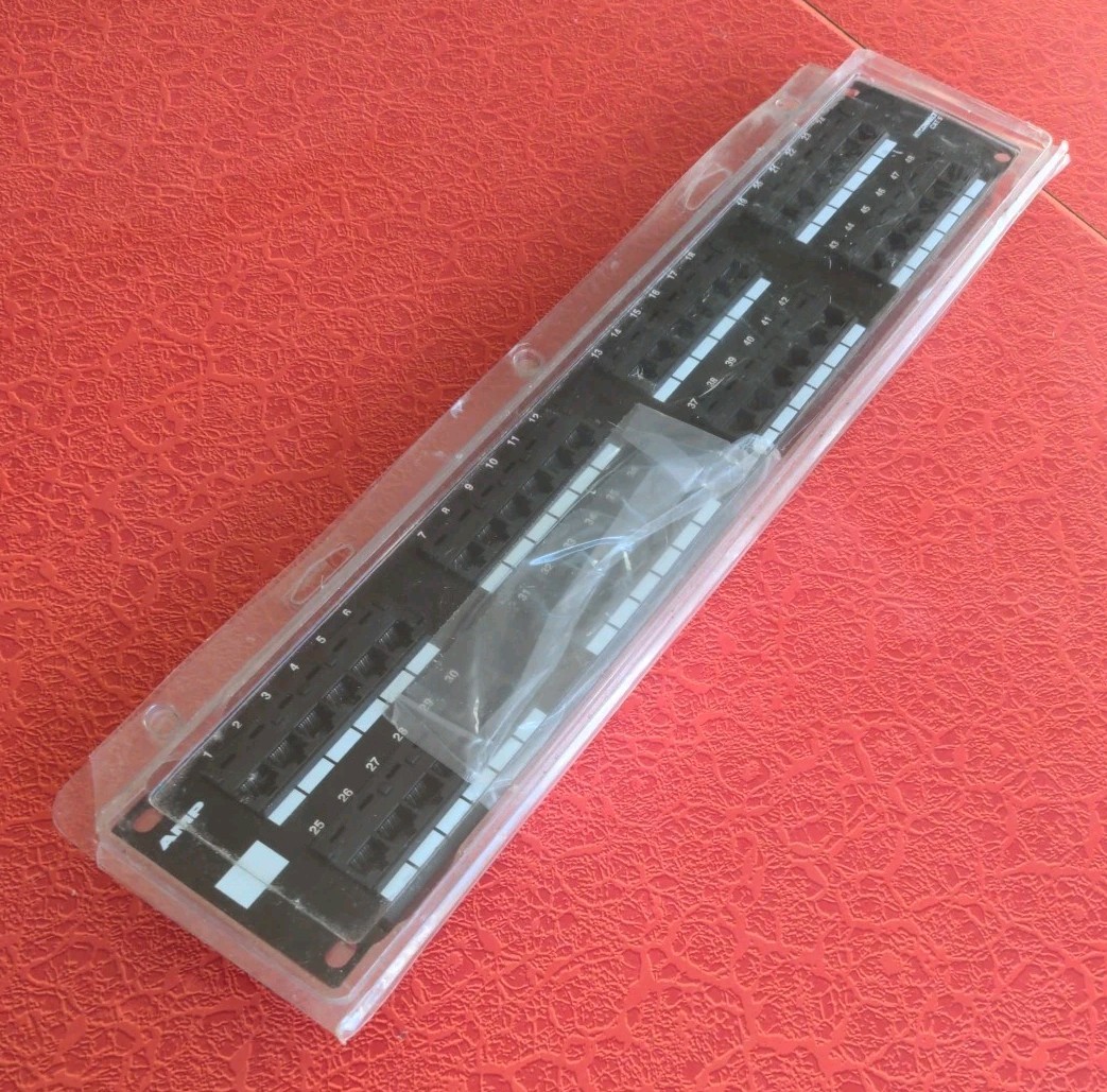 AMP NETCONNECT 406331-1 RJ45 Cat 5 48-Port Patch Panel, 110Connect, Black, 2U