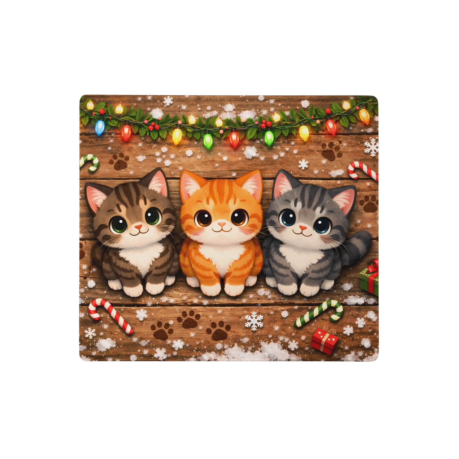 Christmas Cats Holiday Kittens Gaming Mouse Pad Desk Mat Winter Non-Slip