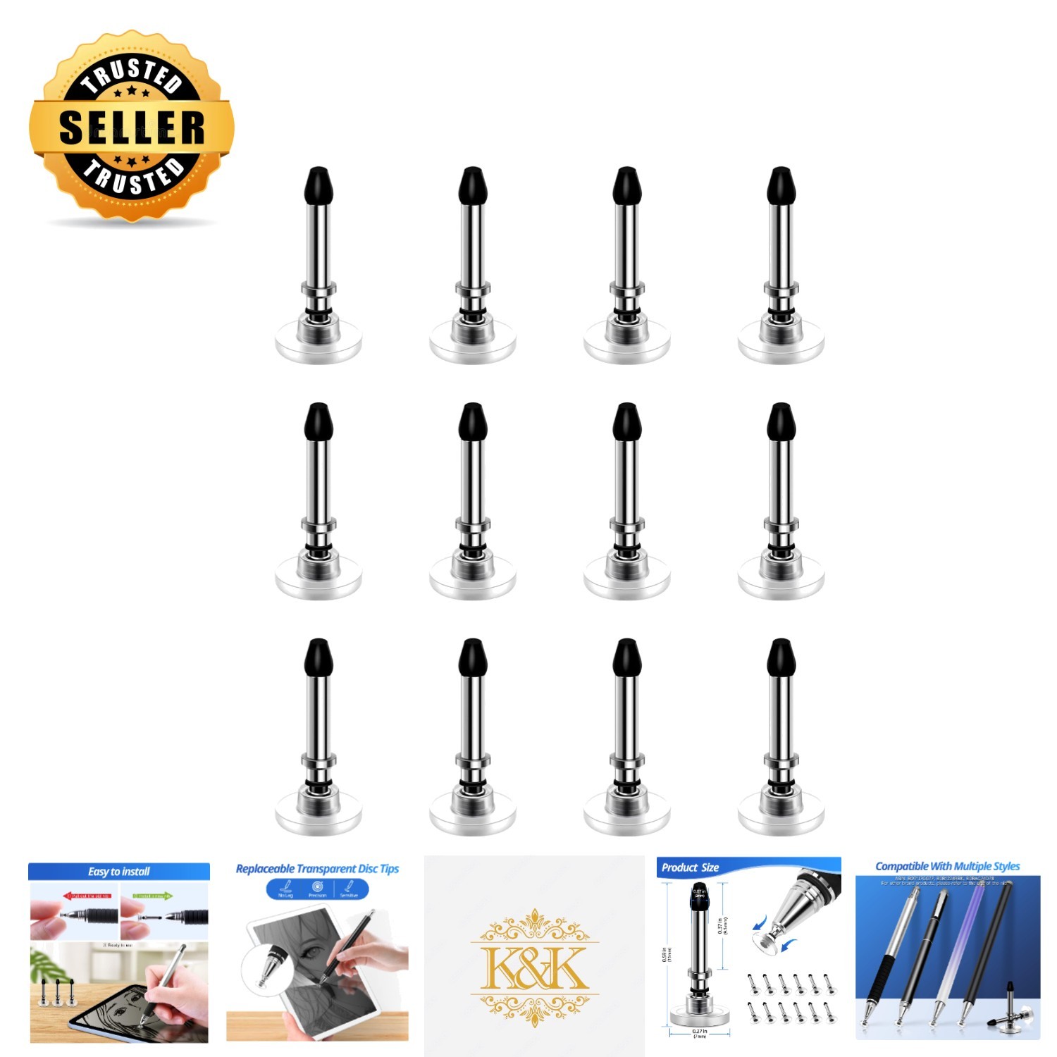 12 High Definition Disc Nibs for Stylus - Perfect for Creative Touch Screen Use