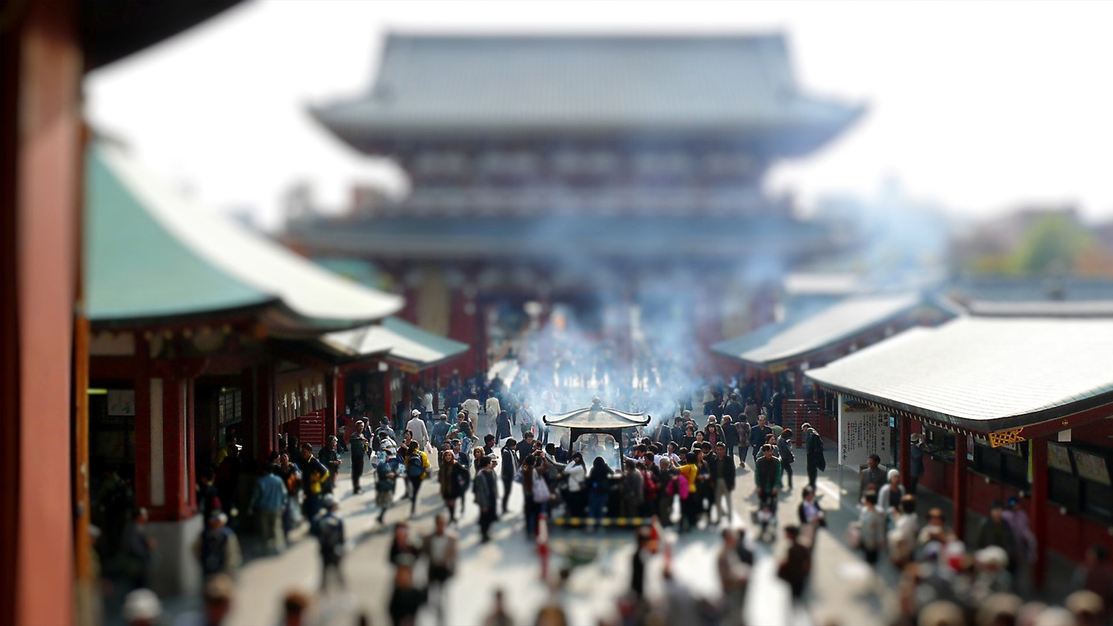 Landscape tilt shift japan architecture asian building Custom Gaming Mat Desk