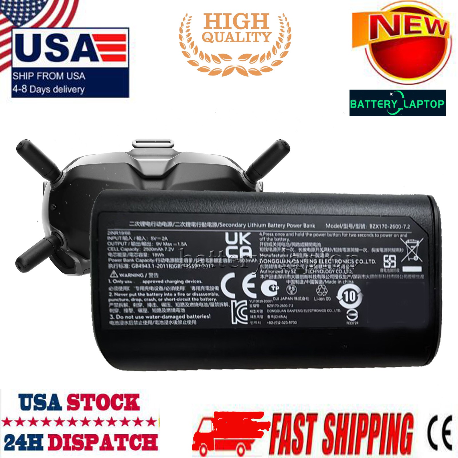 New For DJI FPV Avata Goggles 2 V2 Battery Power Bank BZX170-2600-7.2