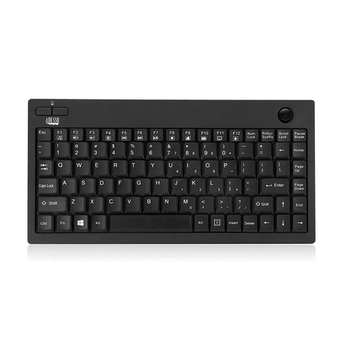Keyboard Adesso WKB-3100UB Wireless Mini Trackball Keyboard - Black - 2.4 GHz RF