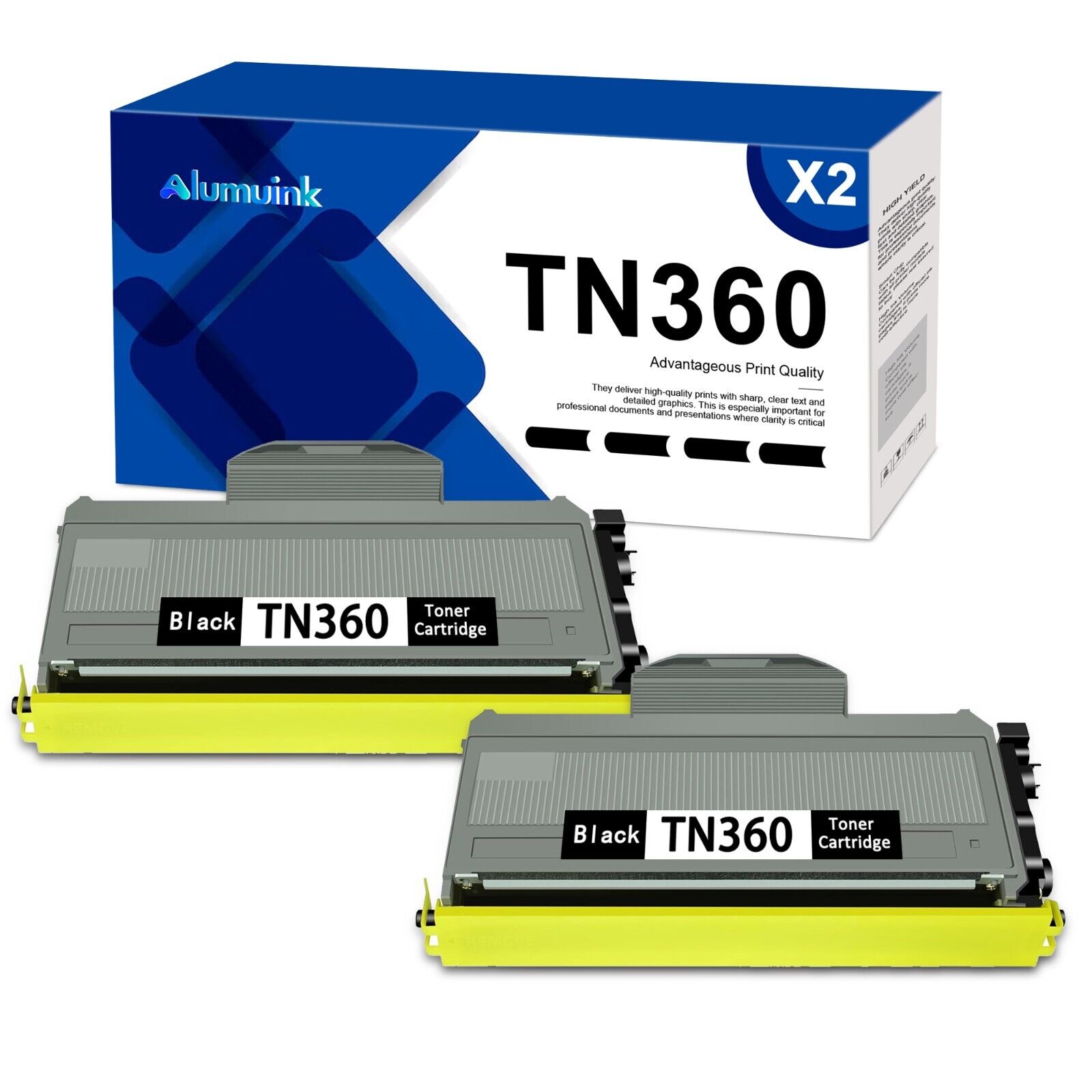 2 PK TN360 Black Toner Cartridge Replacement for Brother TN330 TN360 MFC-7840W