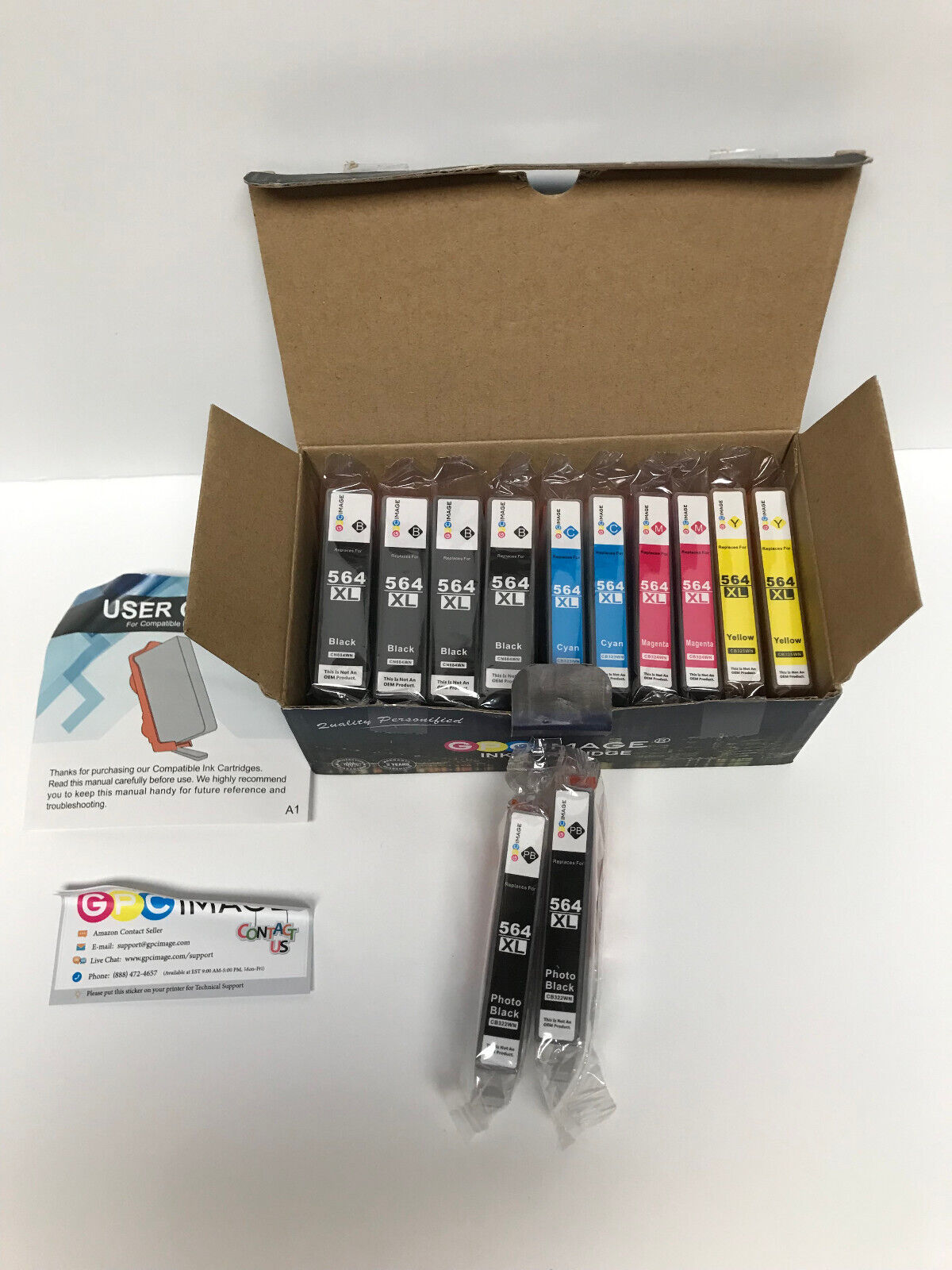 GPC Image GPC 564XL 12 Pack Compatible Black Cyan Yellow Magenta  Ink Cartridges