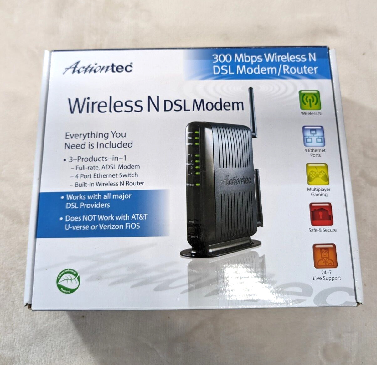ActionTec GT784WN-01 Wireless N DSL Modem Router  300 Mbps *READ*