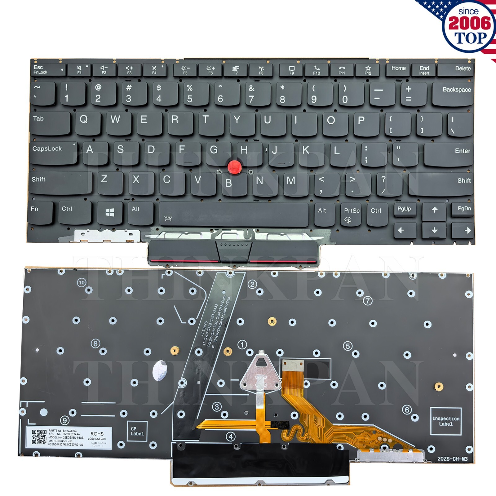 New US Keyboard Backlit Pointer for Lenovo Thinkpad X1 Nano Gen1 Type 20UN 20UQ