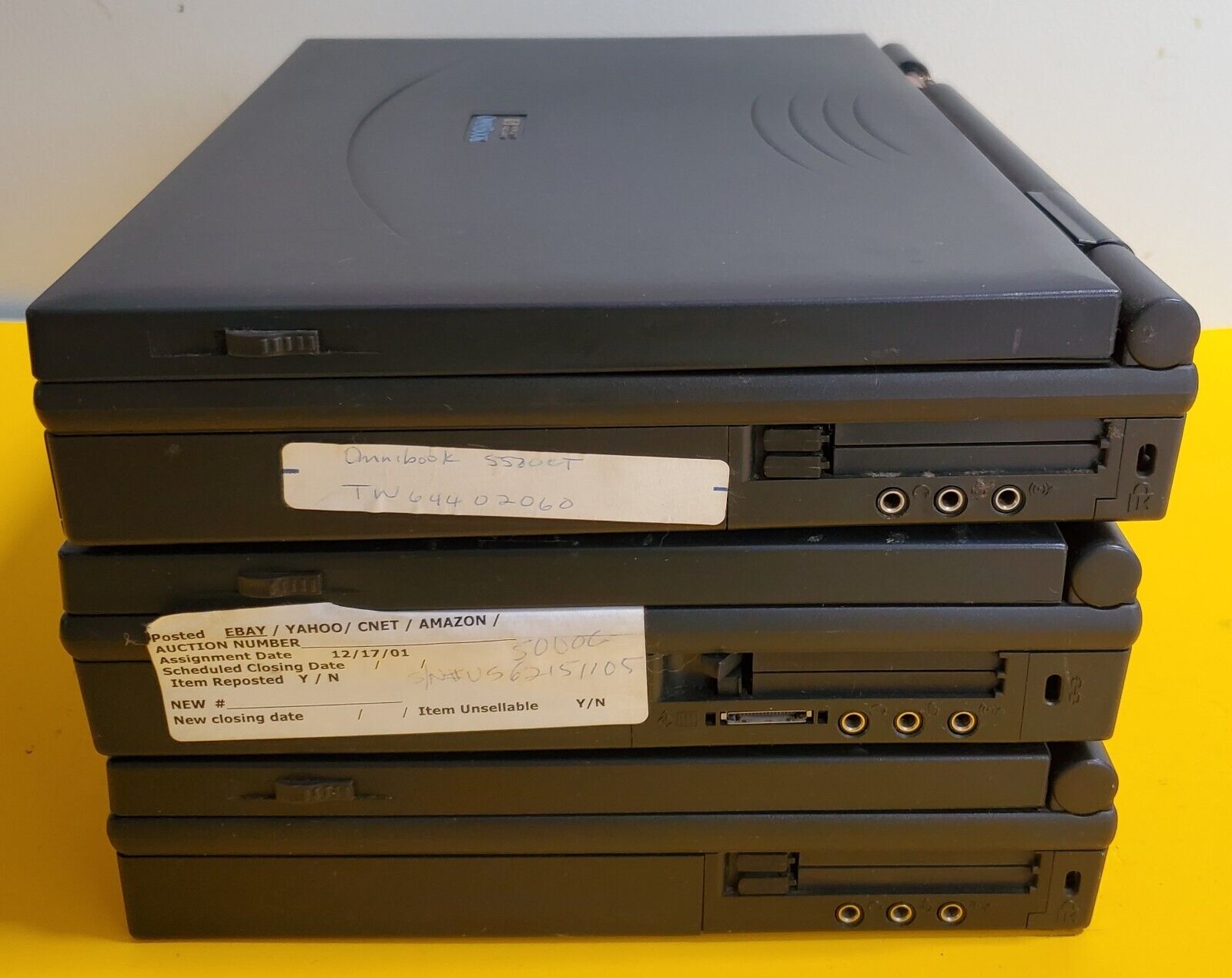 Lot of Three Hewlett Packard HP OmniBook 5000C, 5500CT & 5700CTX Laptops Vintage