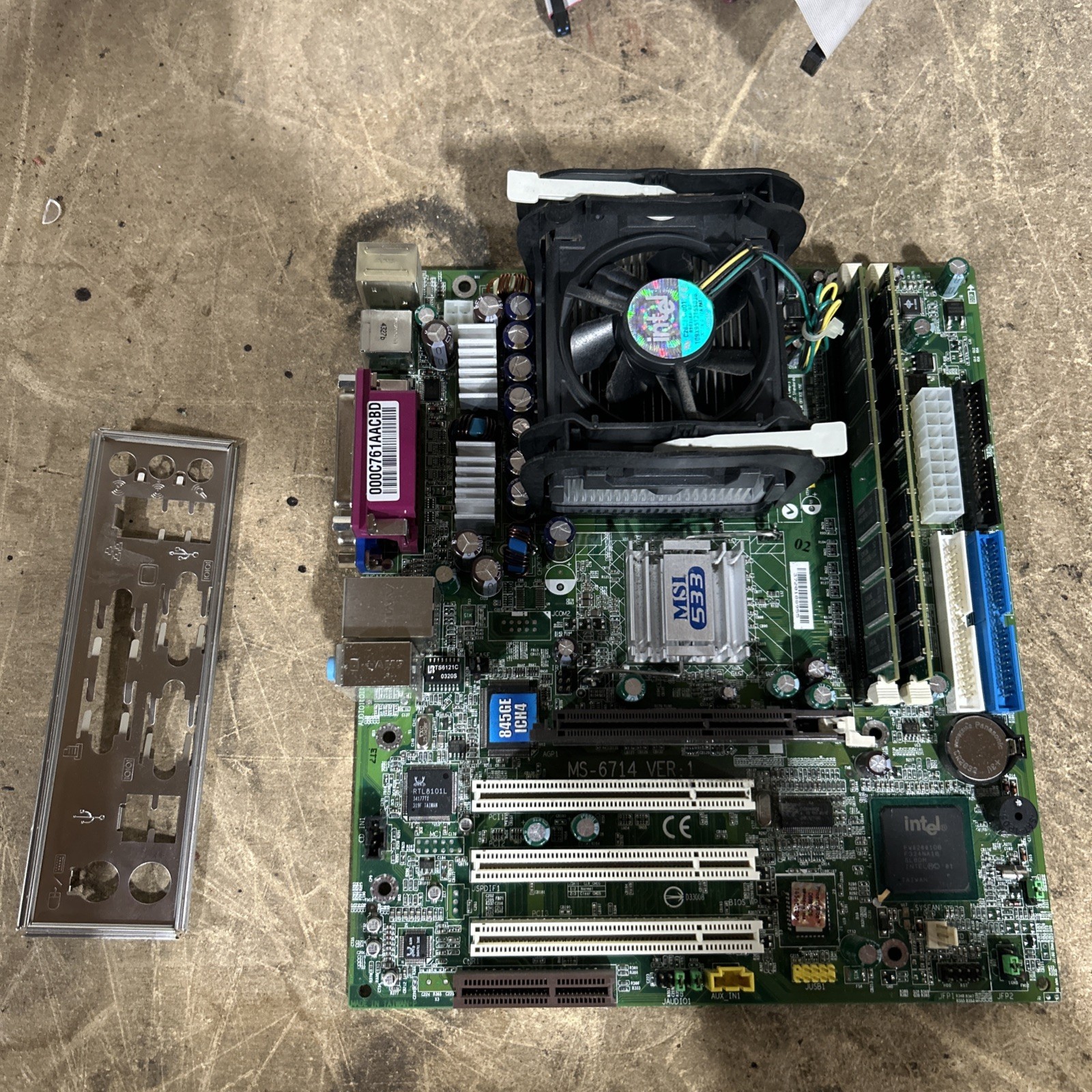 Vintage MSI MS-6714 Socket 478 mATX Motherboard + Pentium 4 2.4GHz + 2gb READ