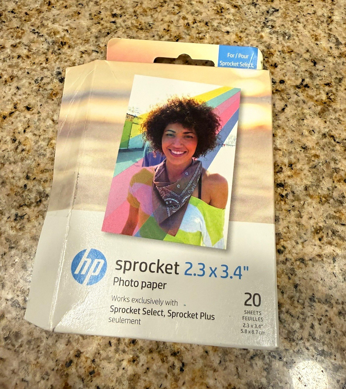 HP Sprocket ZINK Sticky-Back Glossy Photo Paper 2.3x3.4 in, 20 Sheets