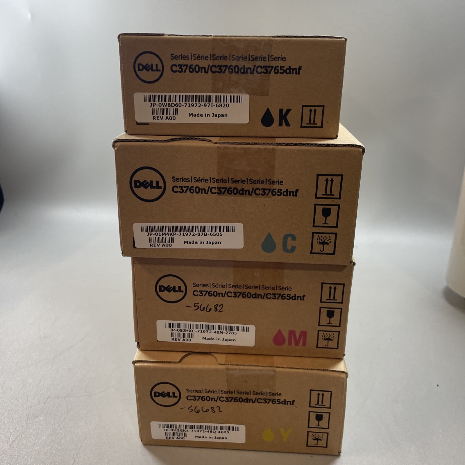 Set OF 4 Genuine DELL C3760n C3760dn C3765dnf Black, Cyan, Magenta, Yellow Toner