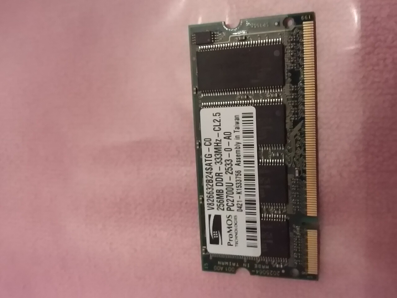 PROMOS 256MB DDR 333MHz LAPTOP RAM MEMORY PC700U V826632B24SATG-C0  