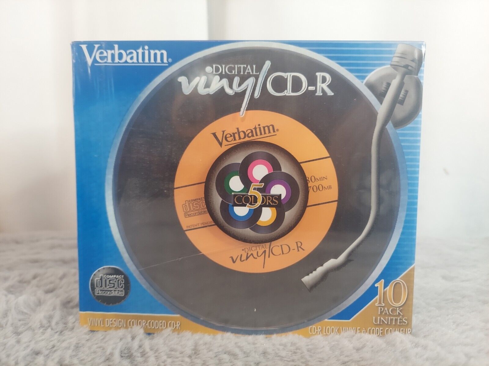 Verbatim Digital vinyl, CD-R,Pack of 10, color coded with cases, 80 min, 700MB