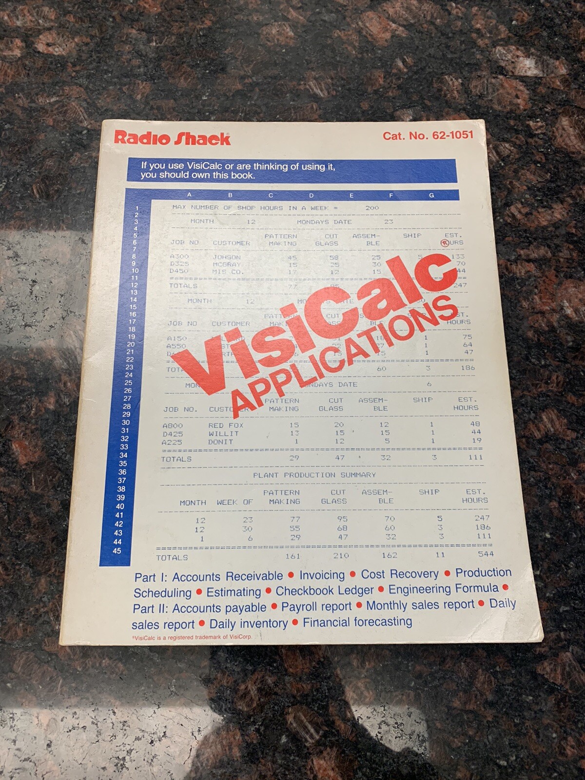 Radio Shack VisiCalc Applications Second Printing 1982
