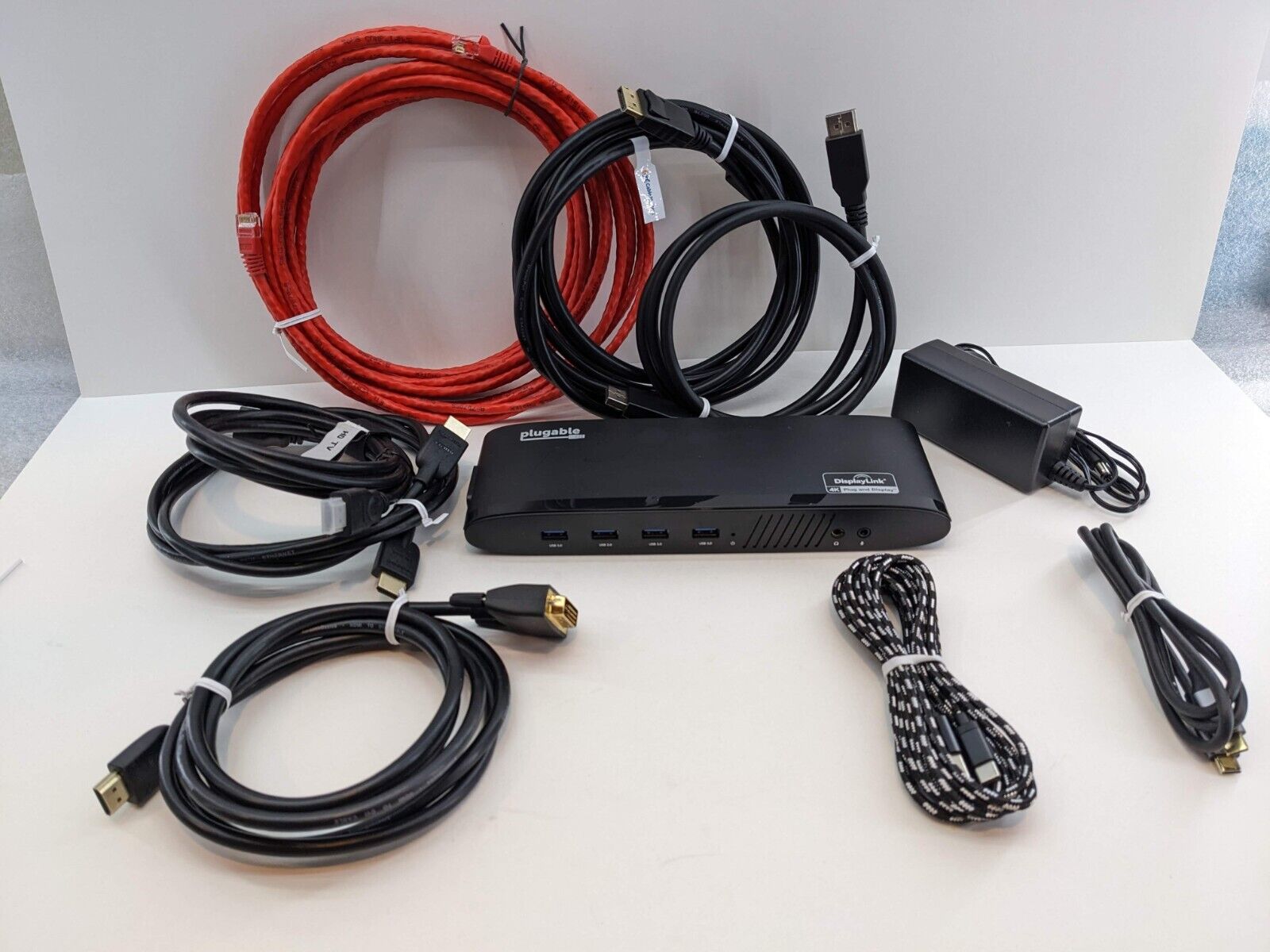 🔥Works🔥 Plugable UD-6950H USB 3.0 Dual 4K Display  Docking Station Bundle (H2)