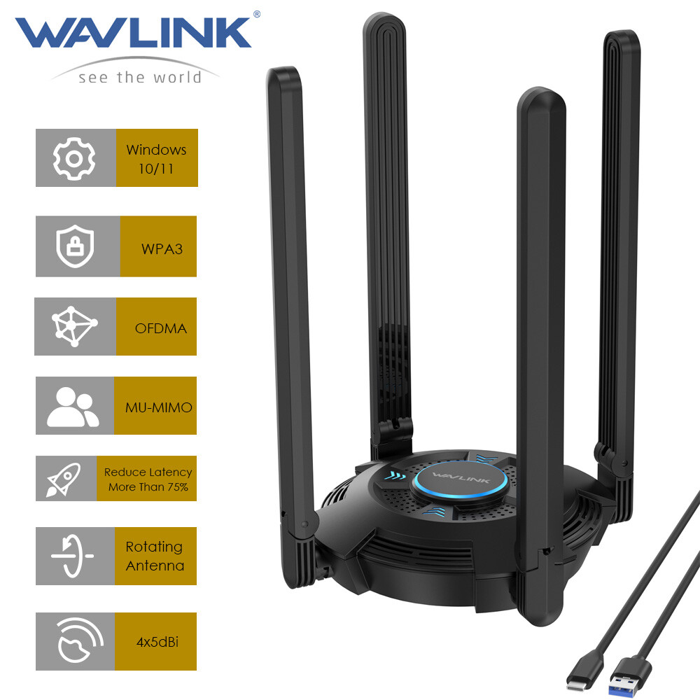 USB WiFi Wireless Adapter Wifi 6 5400Mbps USB Dongles 2.4/5GHz/6GHz 1900-600Mbps