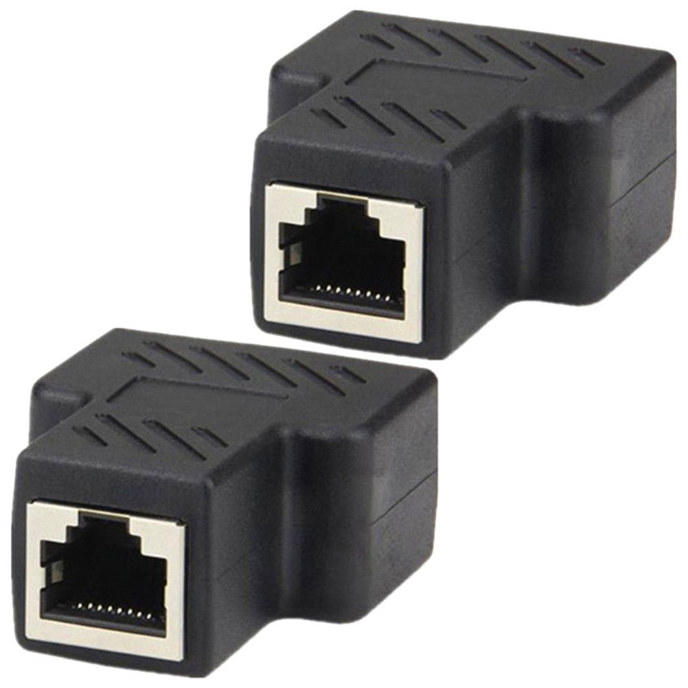 2Pcs Durable Network Adapter Practical Connector for Computer Black Reusable
