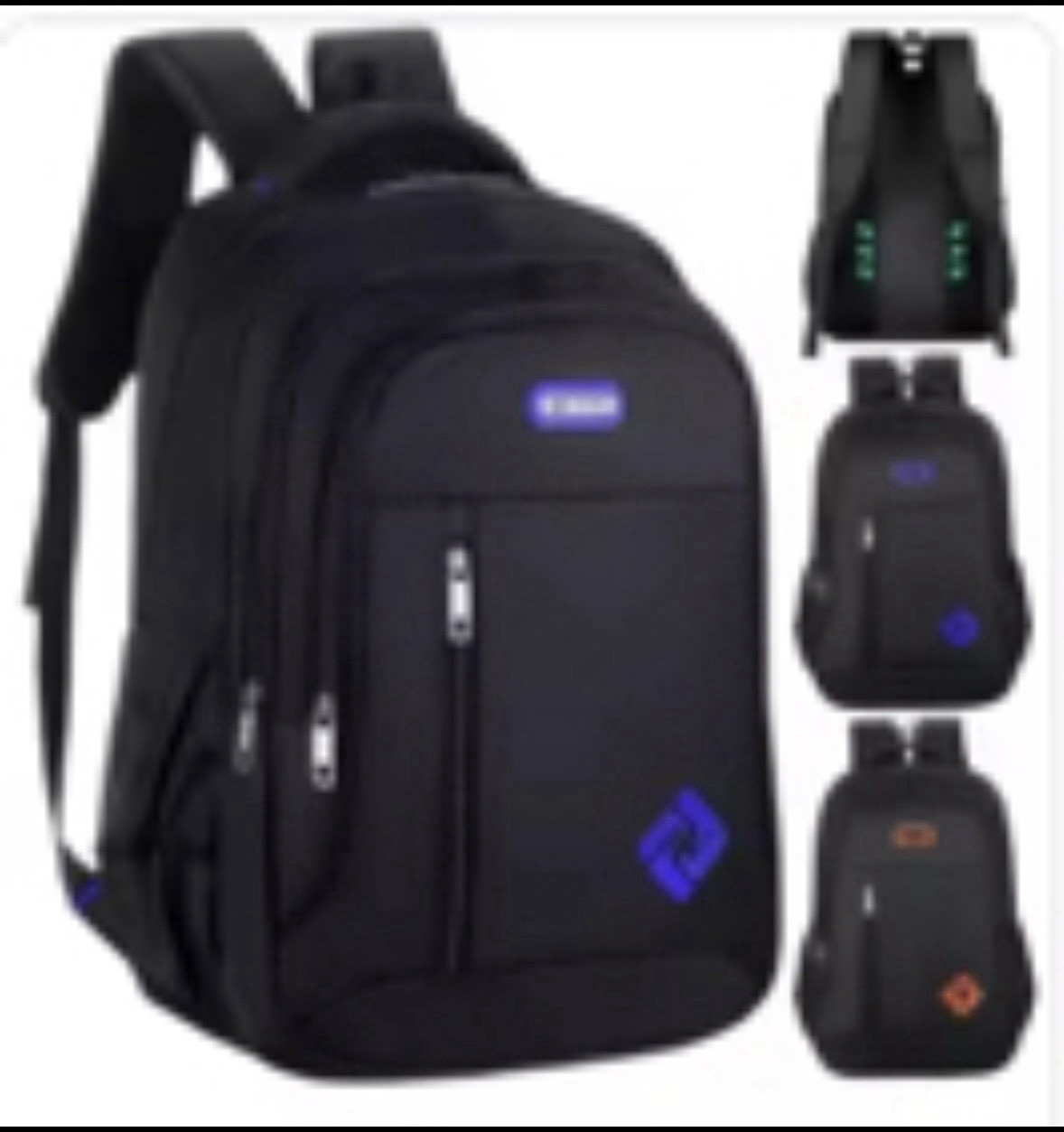 Black Padded Polyester Laptop Backpack Solid Pattern Fits 15 in Universal