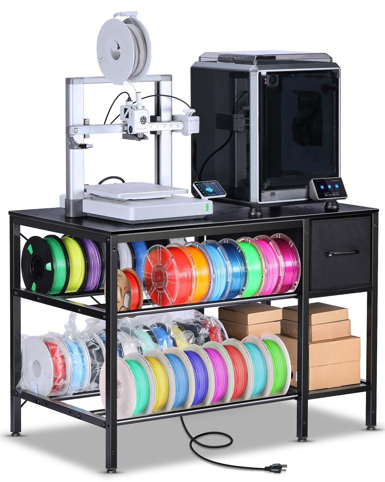 AHOWPD 3D Printer Table with Filament Storage Rack & Drawer Organizer