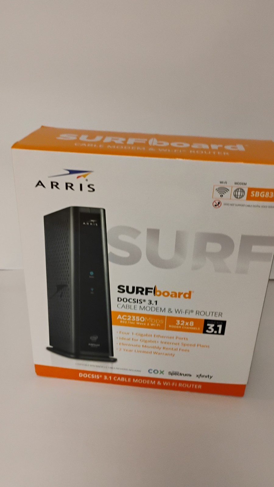ARRIS SURFboard SBG8300 DOCSIS 3.1 Cable Modem WiFi Router AC2350 w/ Box