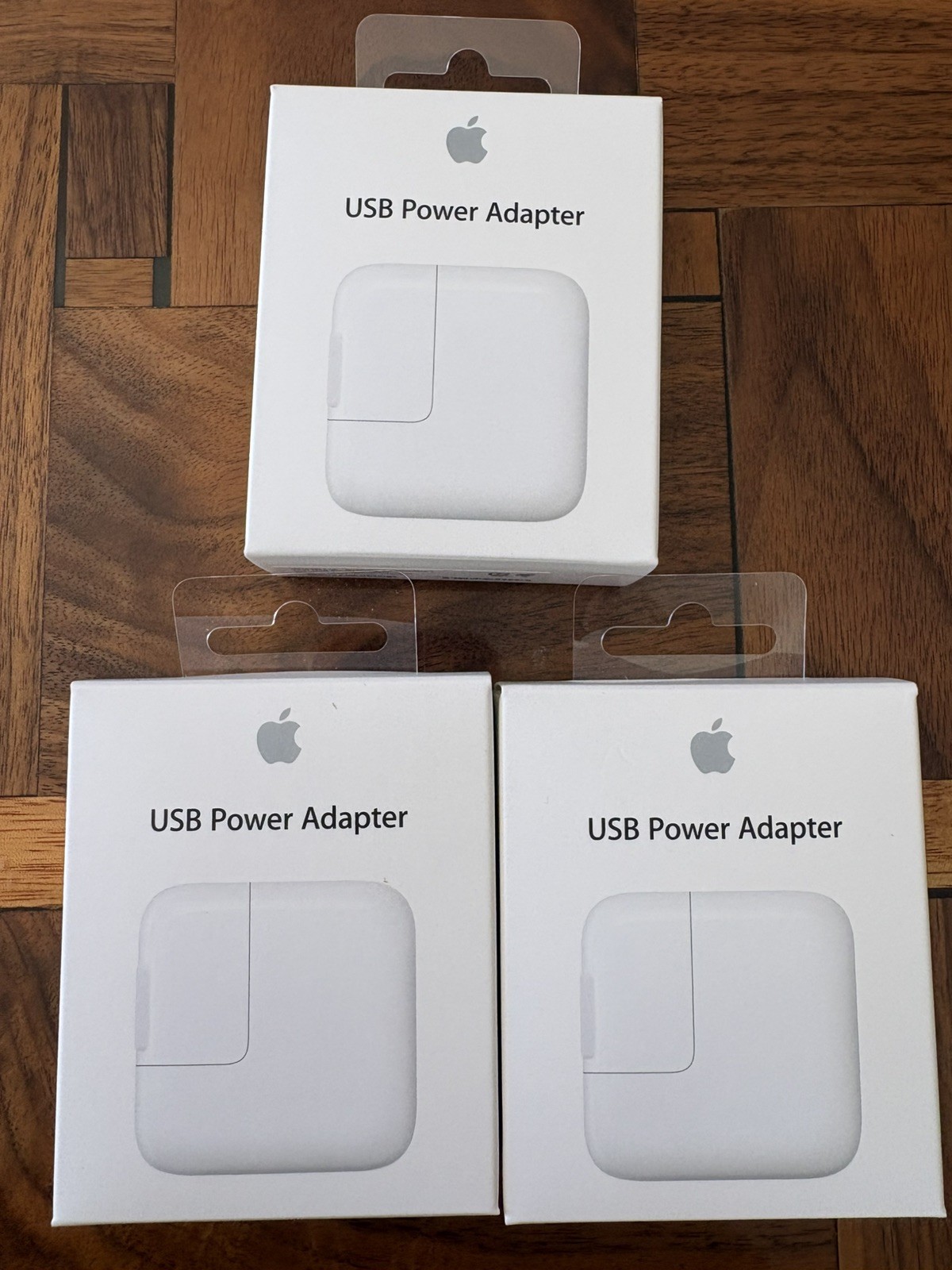 Three New Genuine Apple 12W USB Power Adapter - White MD836LL/A - Factory Sealed