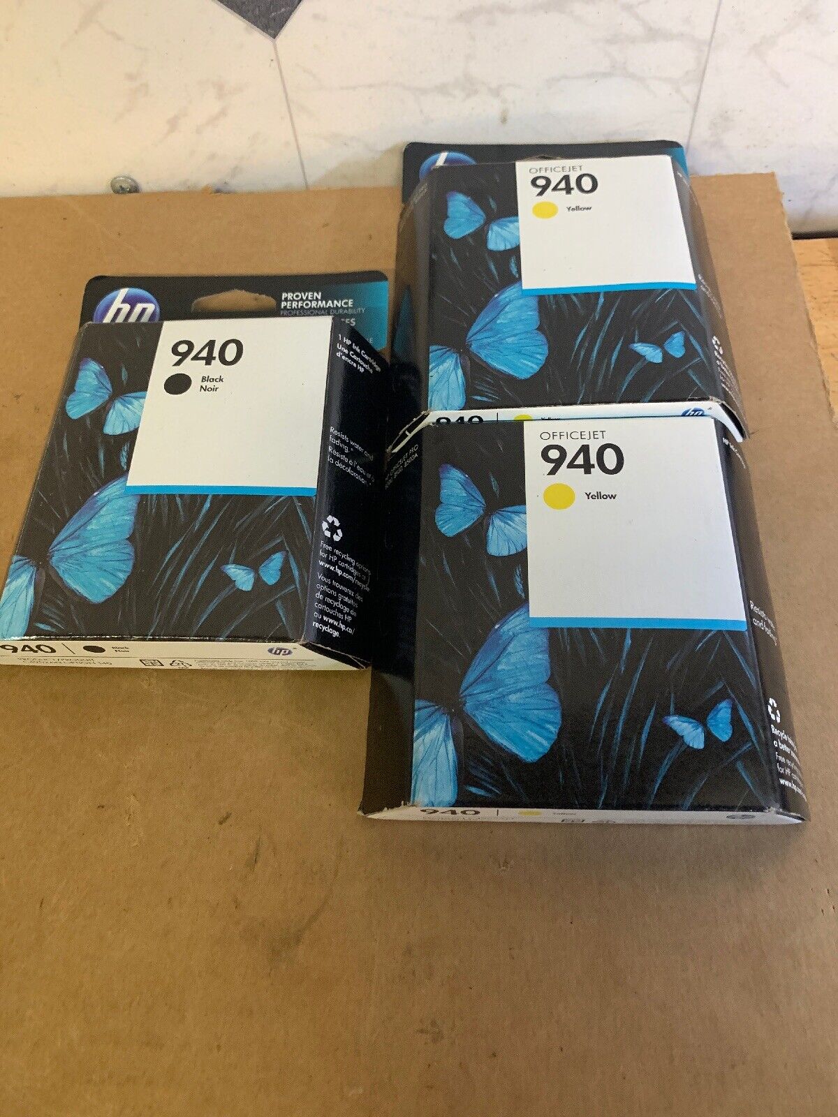 HP Qty 3 940 Black And Yellow Ink Cartridge Genuine OEM Expired 2016